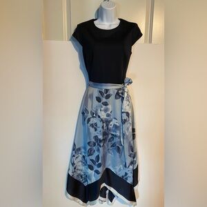Floral Blue and Black Women's DRESSS